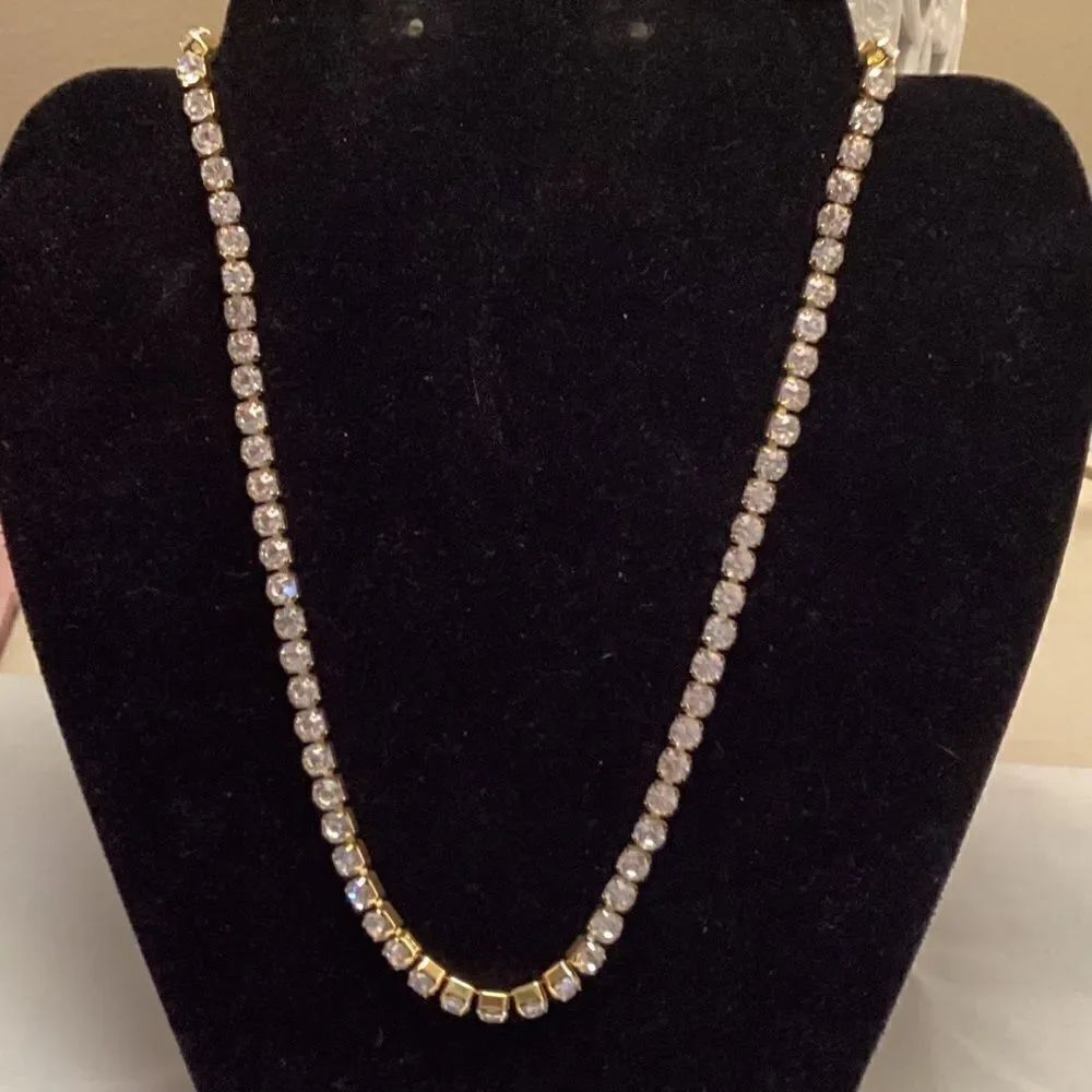 Goldtone Acrylic Crystal Necklace 18”